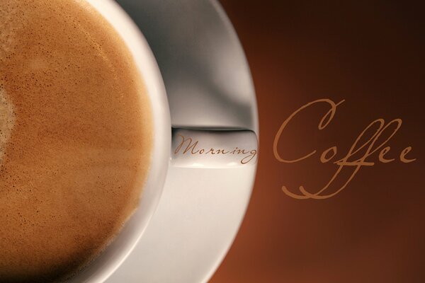 кофе чашка макро эспрессо напиток пена надпись фон утренний кофе