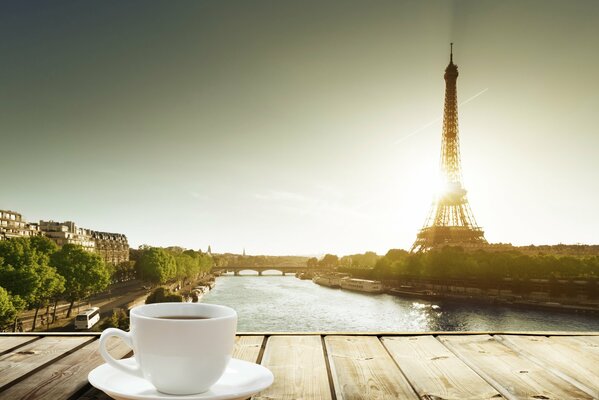 кофе стол франция чашка чашка кофе эйфелева башня