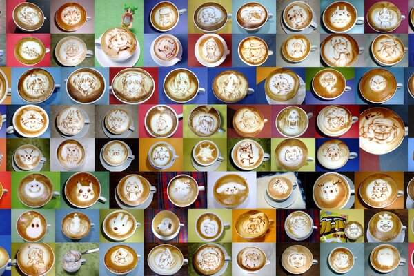 кофе кофе -арт латте-арт чашки рисунки