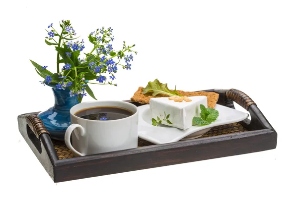 Завтрак с кофе и сыр — стоковое фото